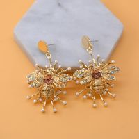 Europäische Und Amerikanische Persönlichkeit Sonnenblume Neue Ohrringe Beliebtes Temperament Koreanische Lange Imitation Perlen Ohrringe Einfache Ohrringe Frauen main image 2