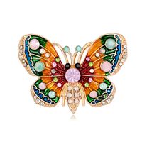 Heiß Verkaufte Europäische Und Amerikanische Retro-mode-legierung Diamant-tropf Öl Farbe Schmetterlings Brosche Auf Lager main image 1