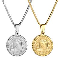 Vente Chaude New Golden Tête Portrait Coin Rond En Acier Inoxydable De Femmes Chandail Chaîne À La Mode D'une Seule Pièce De Livraison main image 5