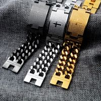 Titanium&stainless Steel Fashion Geometric Bracelet  (steel Cross) Nhop2776-steel-cross main image 3