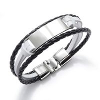 Leather Fashion Bolso Cesta Bracelet  (black And White) Nhop2906-black-and-white main image 1