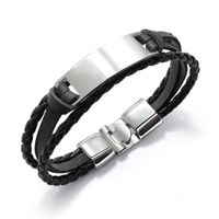 Leather Fashion Bolso Cesta Bracelet  (black And White) Nhop2906-black-and-white main image 3