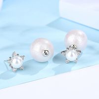 Jinse Huan Baumwoll Ohrringe Kupfer Eingelegtes Aaa Zirkon Koreanische Mode S925 Silbernadel Frauen Runde Perlen Ohrringe main image 1