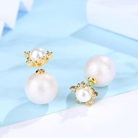 Jinse Huan Baumwoll Ohrringe Kupfer Eingelegtes Aaa Zirkon Koreanische Mode S925 Silbernadel Frauen Runde Perlen Ohrringe main image 3