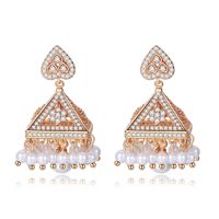 Jinse Elfen Tower Ohrringe Kupfer Eingelegt Aaa Zirkon Indischer Stil Kreative Herzförmige Perlen Ohrringe Frauen Ohrringe main image 1