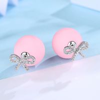 Alloy Korea Bows Earring  (pink Plated Platinum) Nhtm0331-pink-plated-platinum main image 2