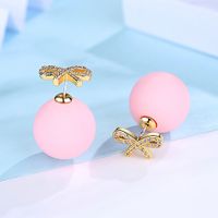 Alloy Korea Bows Earring  (pink Plated Platinum) Nhtm0331-pink-plated-platinum main image 3