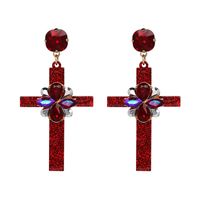 Plastic Fashion Cross Earring  (red) Nhjj5088-red main image 2