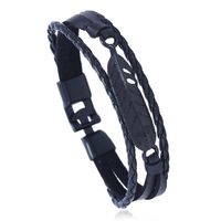 Leather Fashion Geometric Bracelet  (black) Nhpk2102-black main image 1