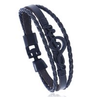 Leather Fashion Geometric Bracelet  (black) Nhpk2104-black main image 1