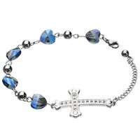 Mode Europäische Und Amerikanische Schmuck Hersteller Retro Perlen Liebe Diamant Kreuz Nicht Verblassen Weibliche Armband Großhandel main image 1