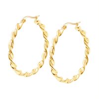 Style Coréen Dongdaemun Bijoux Ins Torsion Tordu Fil Bande Grand Hoop Boucles D'oreilles En Titane Acier 18k Or Multi-taille Boucles D'oreilles main image 1