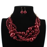 Plastic Fashion Geometric Necklace  (red) Nhct0307-red main image 5