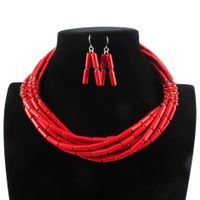 Plastic Fashion Geometric Necklace  (red) Nhct0308-red main image 1