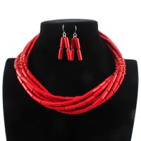 Plastic Fashion Geometric Necklace  (red) Nhct0308-red main image 2