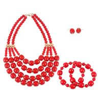 البلاستيك الأزياء هندسية مجوهرات مجموعة (الأحمر) Nhct0314-red main image 1
