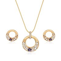 Koreanische Mode Neue Ovale Legierung Diamant Perlens Chmuck Halskette Ohrringe Zweiteiligen Außenhandel Hot Sale main image 1