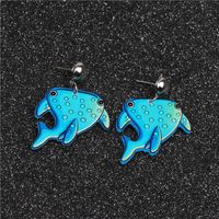 Außenhandel Europäischer Und Amerikanischer Schmuck  Color Ocean Serie Niedlich Und Niedlich Big Head Hai Ohrringe Strand Fisch Ohrringe main image 3