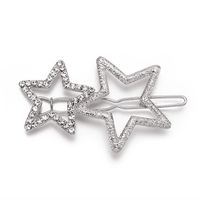 Factory Direct Sales Hot Sale In Europe And America Hair Accessories Alloy Geometric Hairpin Diamond Xingx Side Clip Five-pointed Star Clip main image 3