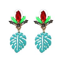 Jujia New Alloy Oiling Leaf-shaped Earring European And American Style Hot Selling Ear Studs Ornament Cross-border Distribution Supply 51238 main image 3