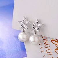 Copper Fashion Flowers Earring  (rose Alloy White Stone Ear Clip) Nhlj4103-rose-alloy-white-stone-ear-clip main image 3