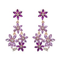 Imitated Crystal&cz Fashion Flowers Earring  (purple) Nhjj5071-purple main image 1