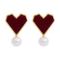 925 Argent Boucles D'oreilles Femme Coréenne Simple Gracieuse Petite Boucles D'oreilles Flanelle Fille Amour Perle Goutte Me0026 main image 3