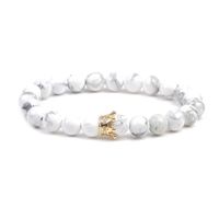 Vente Chaude Blanc À Écorce De Pin Mat Noir Pierre 8mm Couronne Cuivre Zircon Bracelet Européen Et Américain Hommes De Bracelet Perlé main image 4