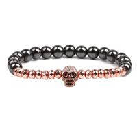 Vente Chaude À  Hématite De Cuivre Micro Incrusté Zircon Crâne Bracelet Chaîne Perles De Tête De Fantôme Hommes Bracelet main image 4