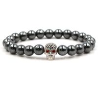 Vente Chaude À  Hématite De Cuivre Micro Incrusté Zircon Crâne Bracelet Chaîne Perles De Tête De Fantôme Hommes Bracelet main image 7