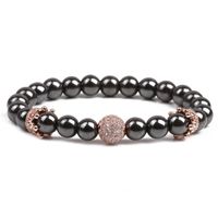 Vente Chaude À  Hématite Bracelet Couronne Strass Boule Bracelet Perlé Fait Main De Cuivre Hommes main image 3