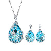 Approvisionnement Du Commerce Extérieur Saphir Incrusté Hanafuji Alliage Zircon Collier Deux-pièce Boucles D'oreilles Ventes Directes D'usine main image 2