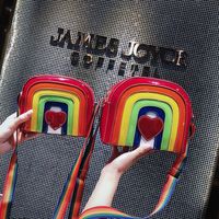 Women's Small Pu Leather Rainbow Oval Zipper Crossbody Bag main image 2