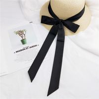 2 M Solid Color Lengthened Thin Narrow Scarf Women's Spring, Summer And Autumn Long Scarf Belt Black And White Fashion All-matching main image 3
