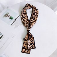 Double-sided Leopard Print Boxer Small Scarf Women's Scarf New Korean Style Spring And Autumn All-match Wrist Strap Ribbon Hair Band Fashion main image 9