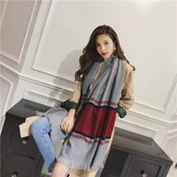 Colorful Striped Scarf For Women Autumn And Winter New Thickened Warm Tassel Wild Long Korean Style Shawl Dual-use main image 6