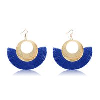 Bohemian Ethnische Ohrringe Europäische Und Amerikanische Beliebte Metall Fächerförmige Übertriebene Blaue Fransen Frauen Ohrringe main image 1
