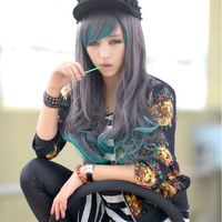 European And American Style Wig Women's Cosplay Anime Wig Harajuku Gradient Color Long Curly Hair Head Cover Factory Wholesale main image 1
