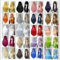 Europäische Und Amerikanische Perücken Weibliche Cosplay Perücke Loli Anime Farbe 80cm Lange Glattes Haar Hersteller Großhandel main image 1