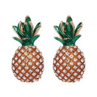 Jujia Nouveau Diamant En Métal Alliage Boucles D'oreilles Best-seller En Europe Et Amérique Ananas Boucles D'oreilles Croix-frontière E-commerce Fournir Ornement 51275 main image 3