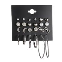 Best Seller In Europe And America Cross-border Big Ear Ring Moon Xingx 12 Pairs Multi-pair One Card Combination Stud Earrings For Women Rhinestone-encrusted Jewelry main image 3