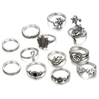 2018 Cross-border New Knuckle Ring Vine Flower Cross Animal Elephant Ring Set 12-piece Set main image 1