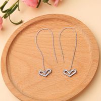 Jewelry Small Fresh Creative Heart-shaped Zircon Long Ear Line Temperamental Fairy Korean Fashion Earrings Me0067 sku image 1