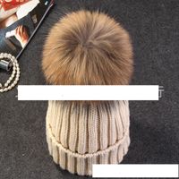 Vente Chaude De Mode Filles 15cm Raton Laveur Boule De Fourrure Automne Et D'hiver Tricoté De Chapeau De Manchon main image 12