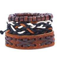 Europäische Und Amerikanische Grenz Überschreitende Neue Produkte Retro Diy Anzug Rindsleder Armband Einfach Gewebtes Herren Punk Leder Armband Armband main image 1