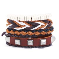 Leather Fashion Geometric Bracelet  (four-piece Set) Nhpk2136-four-piece-set main image 1