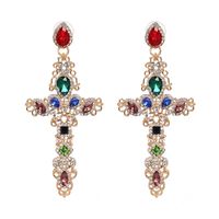 Jujia Nouvelle Européen Et Américain Croix Personnalisé Diamant Boucles D'oreilles Haut De Gamme Qualité Élégant Femelle Boucles D'oreilles Ventes Directes 51202 main image 1