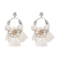 Cloth Bohemia Flowers Earring  (white) Nhjj5176-white main image 2