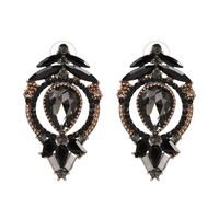 Imitated Crystal&cz Fashion Flowers Earring  (black) Nhjj5179-black main image 1