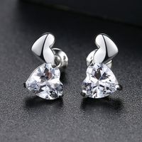 Jinsexiang Xi Boucles D'oreilles Cuivre Incrusté 3a Zircon Coréenne Style Mode Simple Doppel Herz Femelle Avec Des Coeurs Boucles D'oreilles Cadeau main image 1